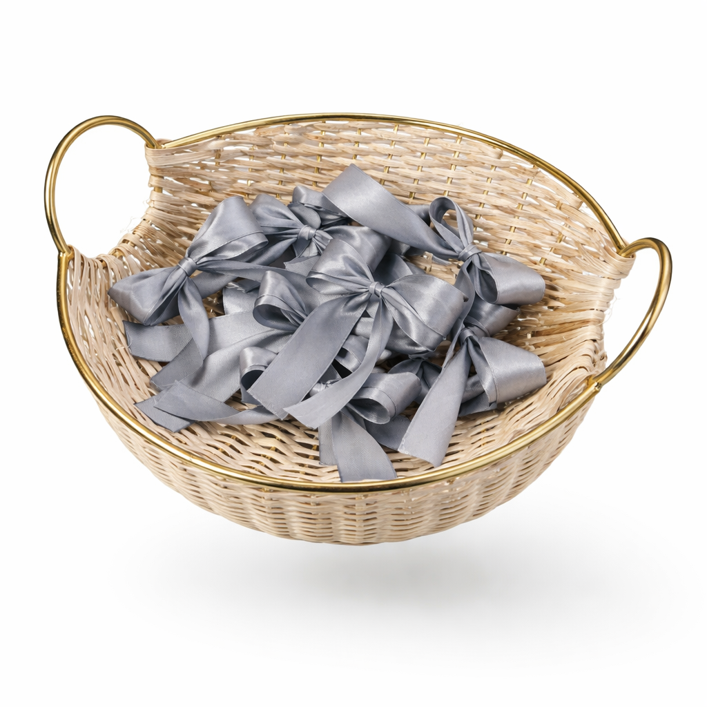 Silver Satin Bows - 2 Loop
