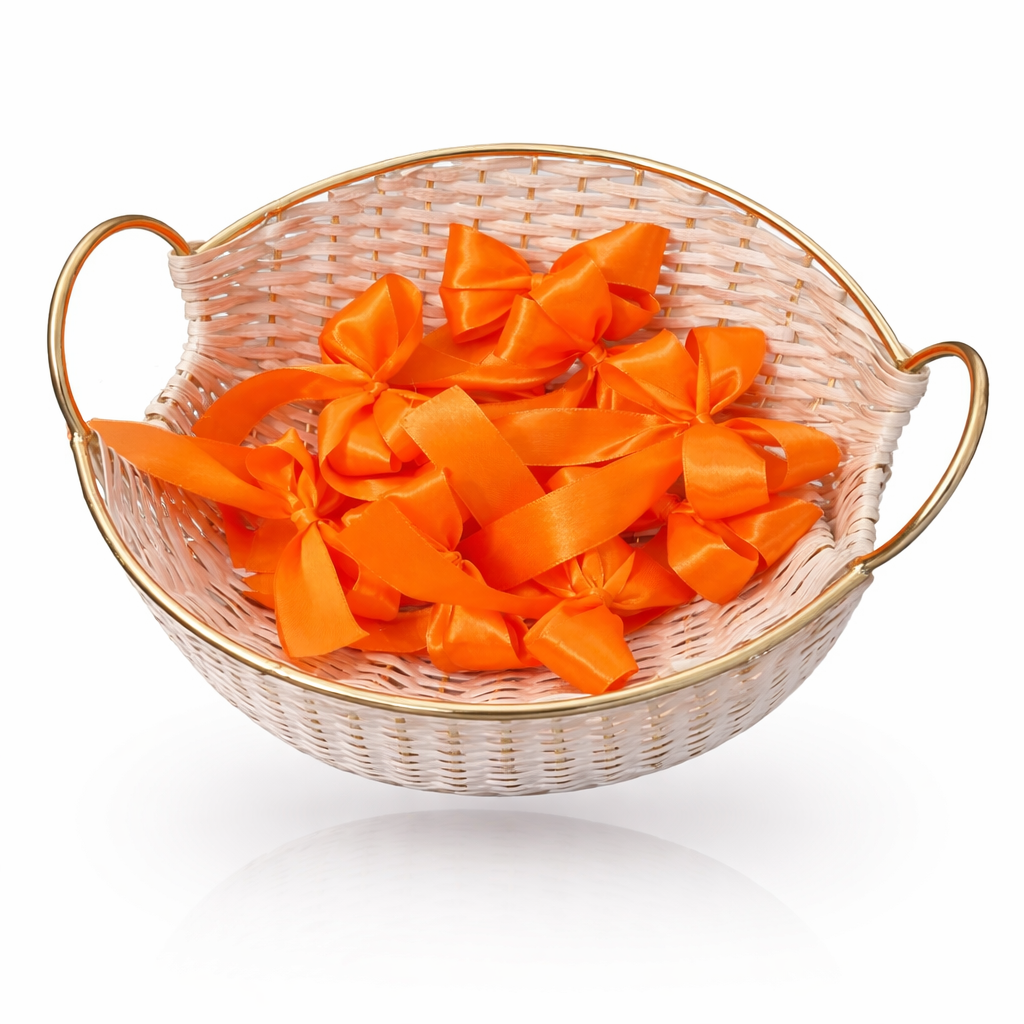 Bright Orange Satin Bows - 2 Loop