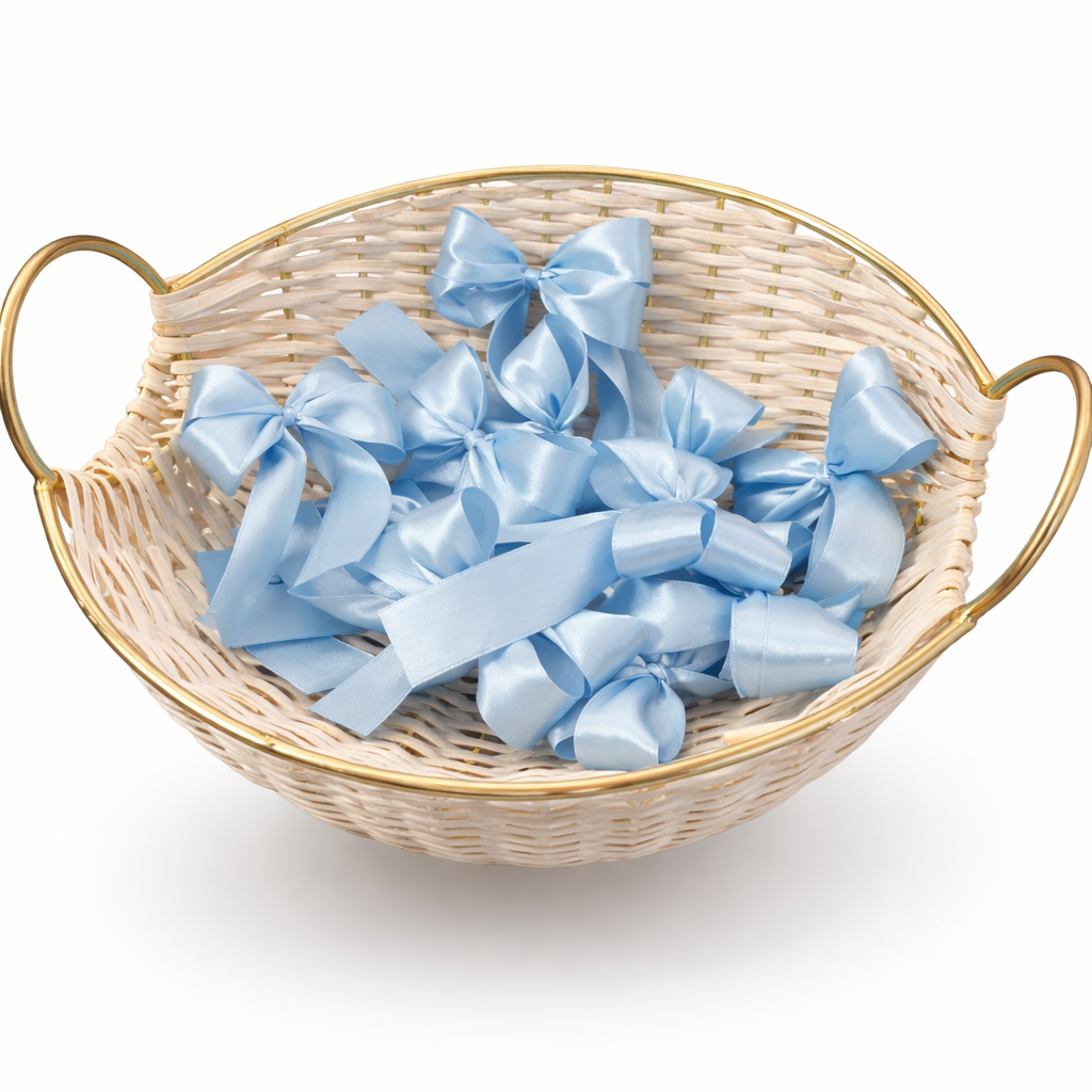 Baby Blue Satin Bows - 2 Loop