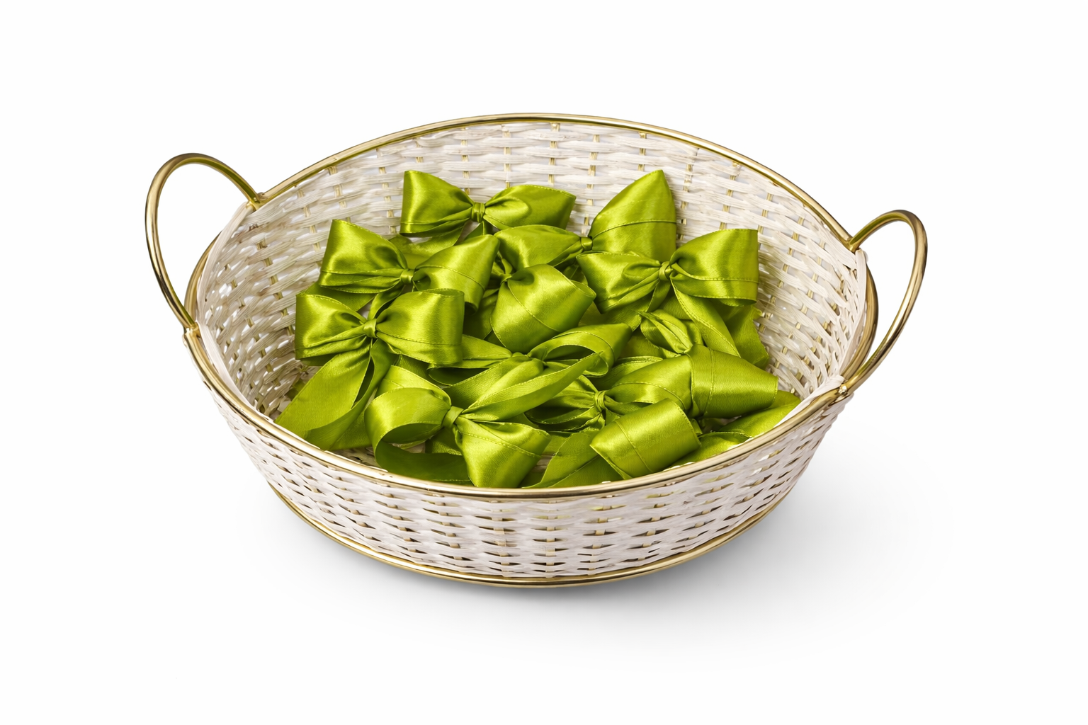 Olive Green Satin Bows - 2 Loop
