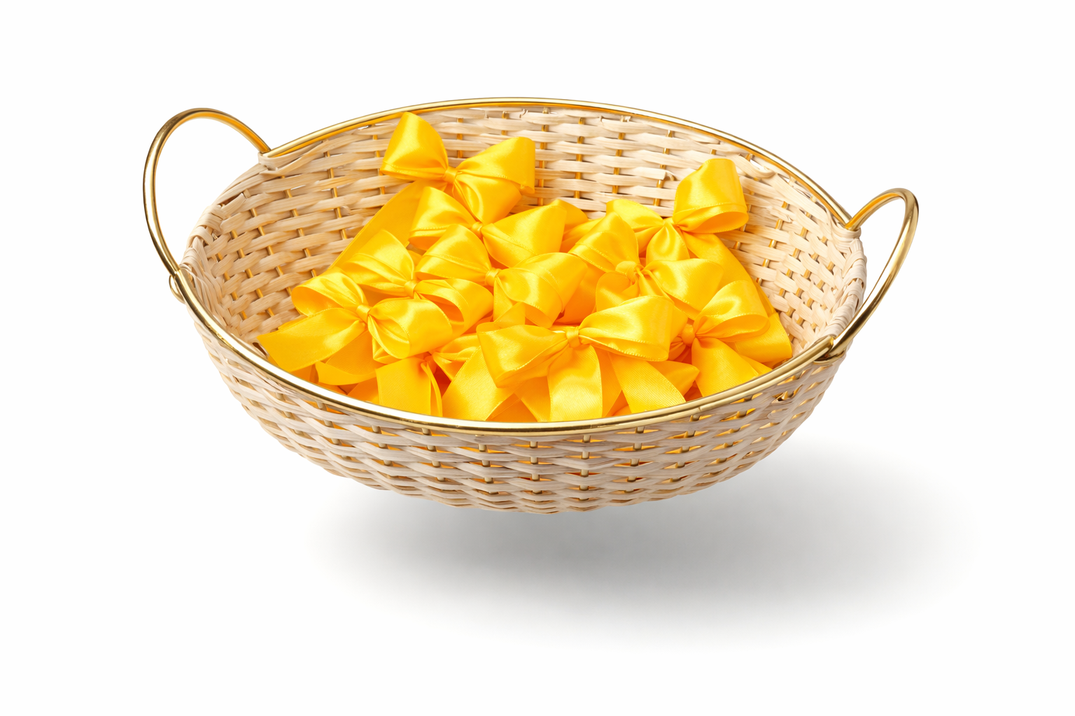 Yellow Orange Satin Bows - 2 Loop