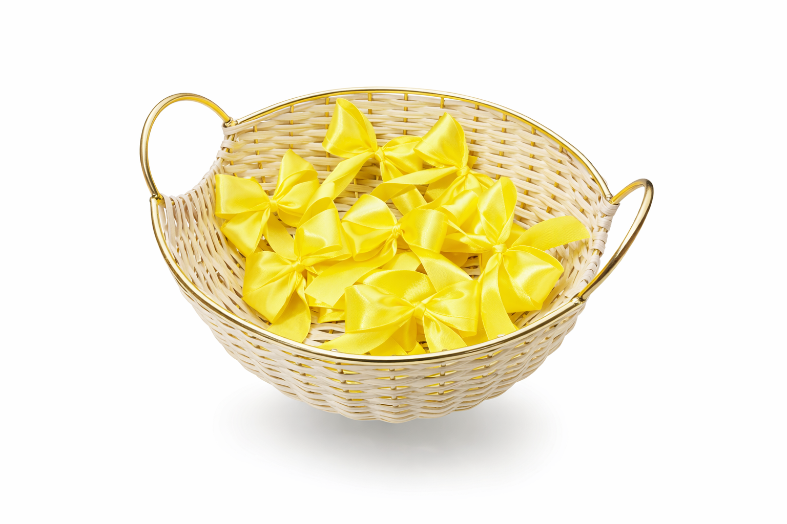 Neon Yellow Satin Bows - 2 Loop