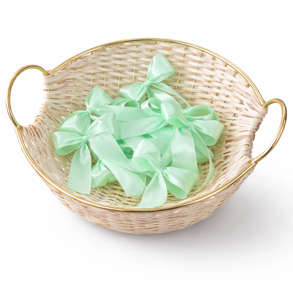 Mint Satin Bows - 2 Loop