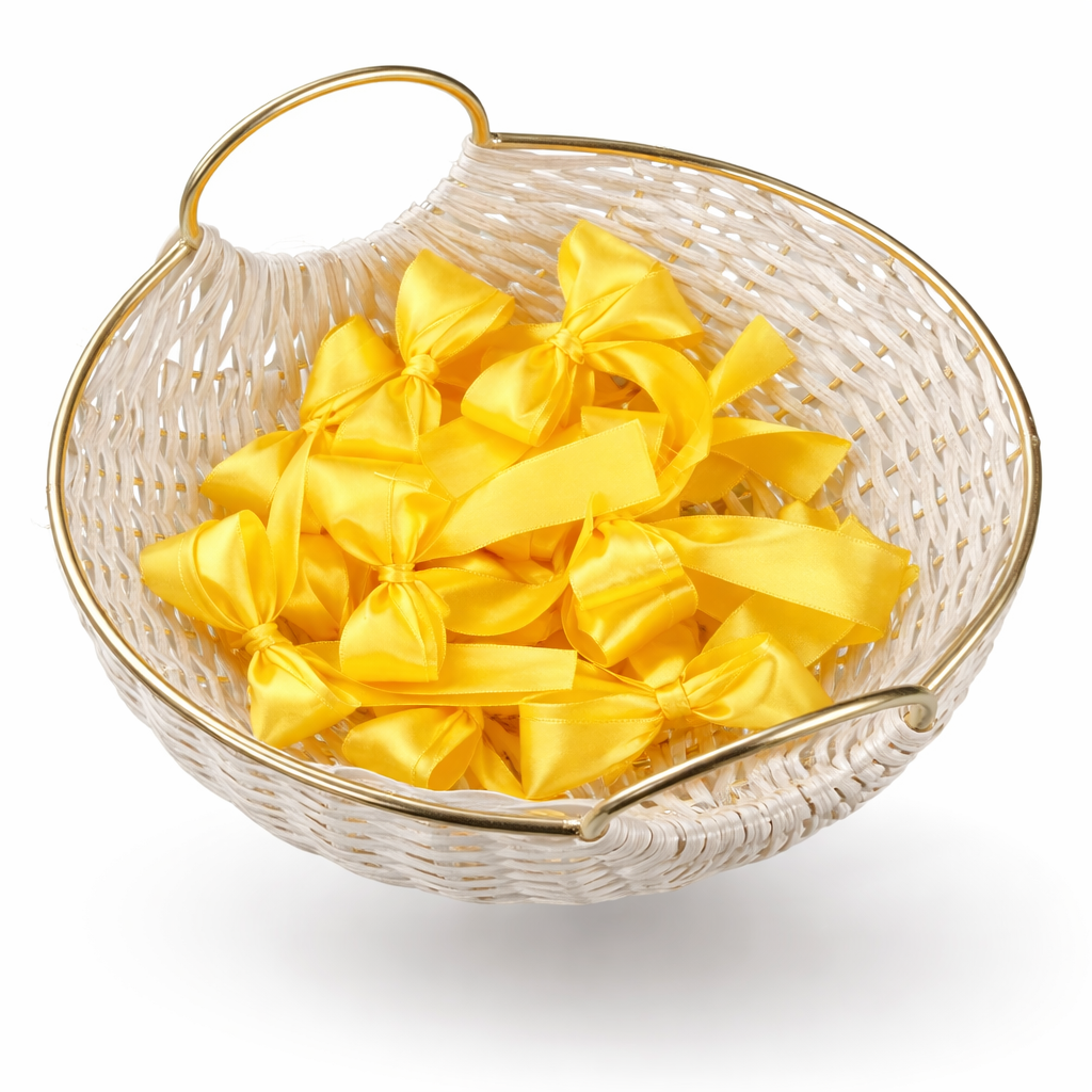 Yellow Satin Bows - 3 Loop