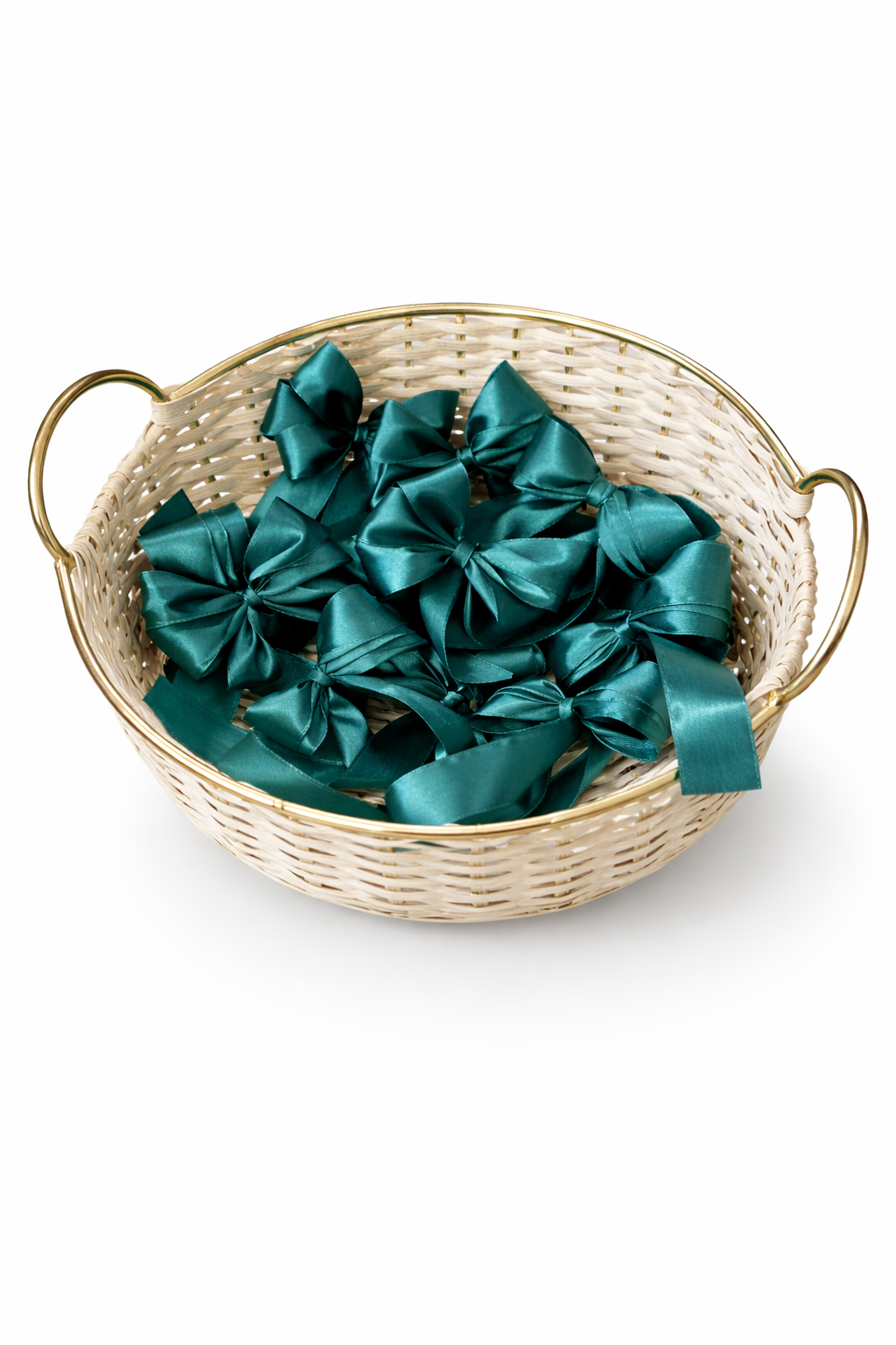 Dark Green Satin Bows - 3 Loop